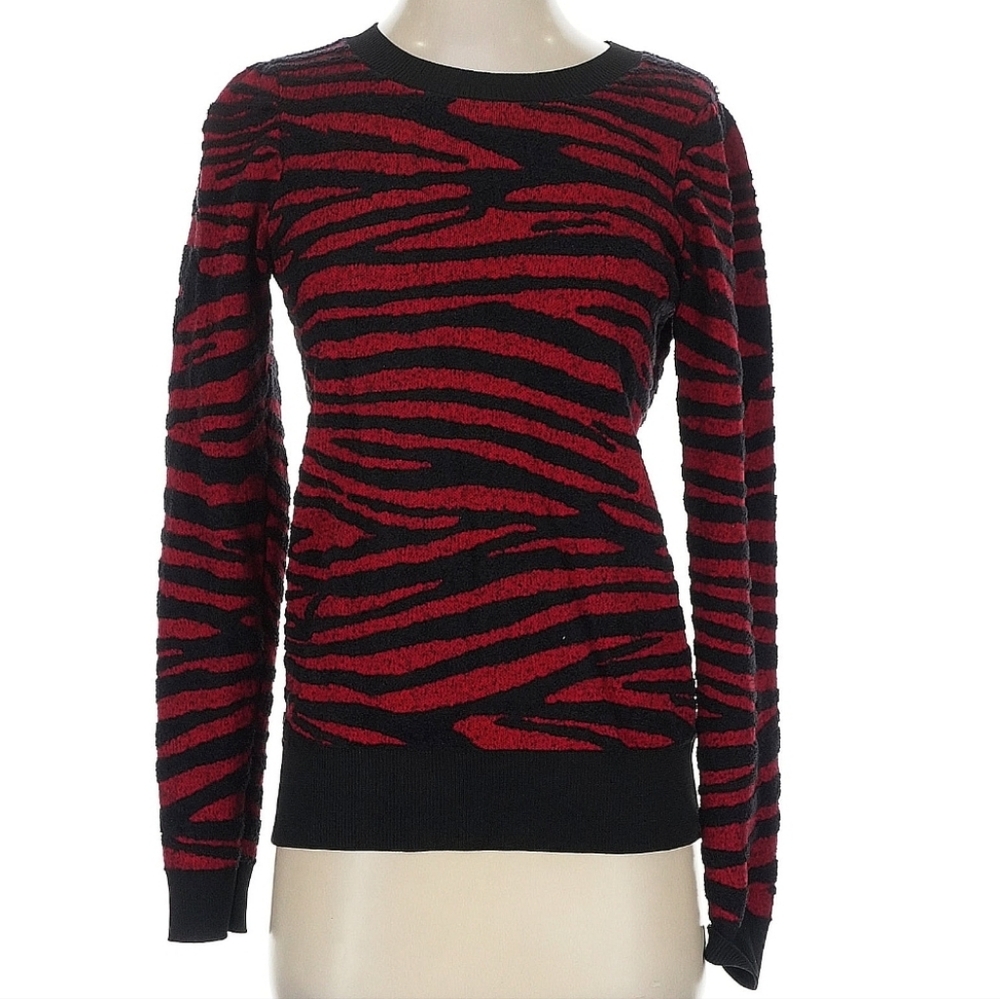 NEW Philosophy Tiger Pattern Red And Black Sweater Medium